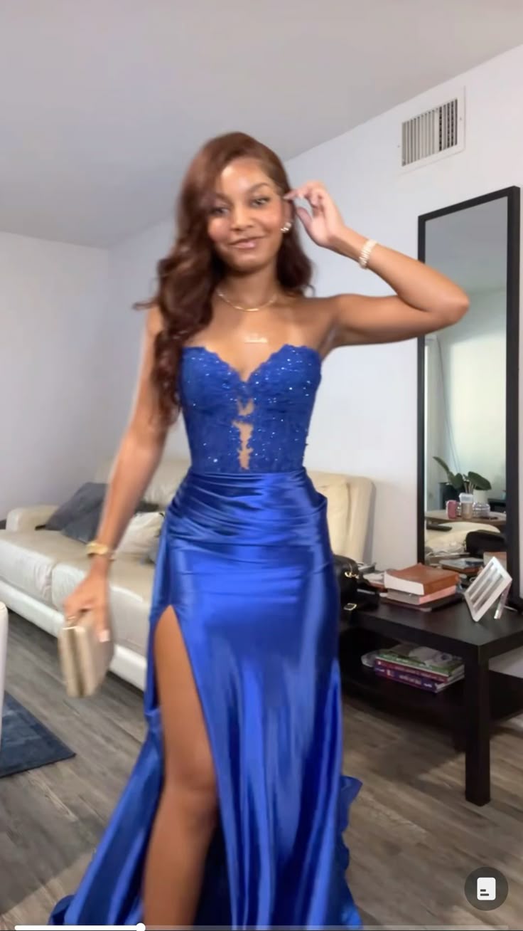 Unique Mermaid Sweetheart Royal Blue Lace Prom Dresses Party Dress 21st Birthday Outfits Graduation Dress RB908
