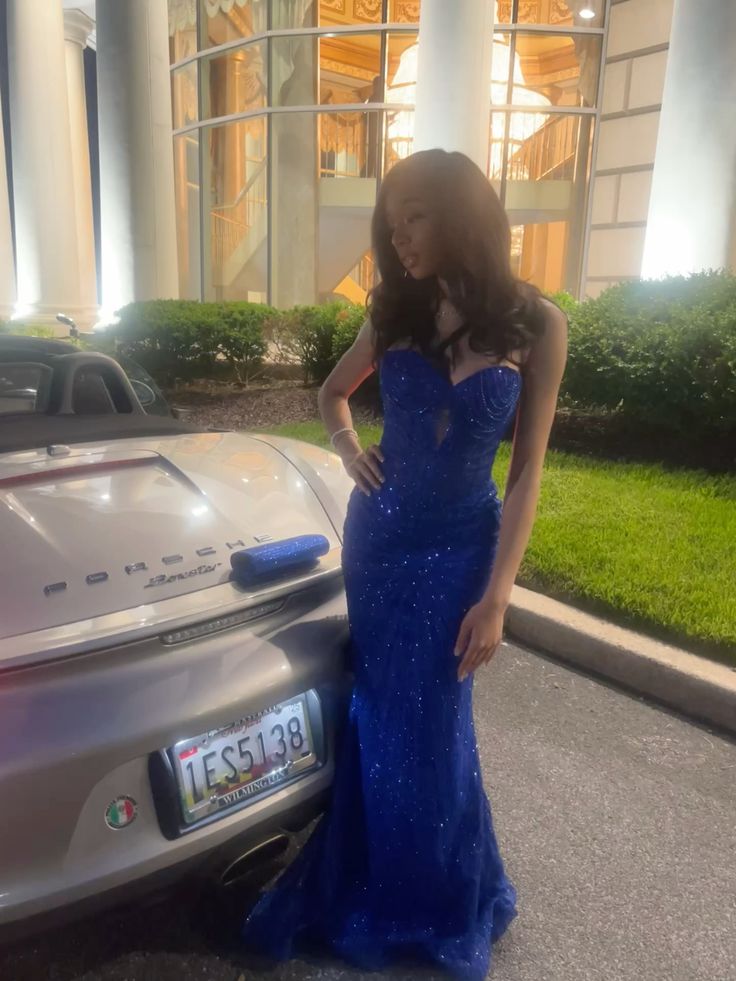 Unique Mermaid Sweetheart Royal Blue Sequins Prom Dresses Party Dress 21st Birthday Outfits Graduation Dress RB900