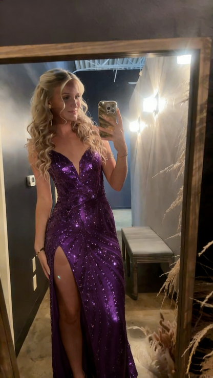 Sparkly Mermaid Spaghetti Straps Gold Sequins Prom Dresses Party Dress 22th Birthday Outfits Graduation Dress RB944