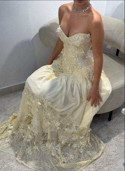 Modest A Line Sweetheart Yellow Chiffon Lace Prom Dresses Inspiration Prom Dress Senior Graduation Dress RB936