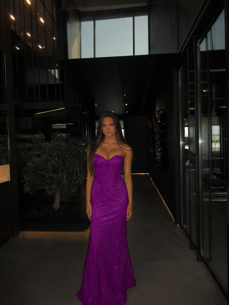 Unique Mermaid Sweetheart Champagne Sequins Prom Dresses Long Party Dress 21st Birthday Outfits Graduation Dress RB950