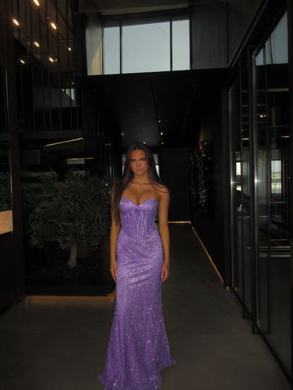 Unique Mermaid Sweetheart Champagne Sequins Prom Dresses Long Party Dress 21st Birthday Outfits Graduation Dress RB950
