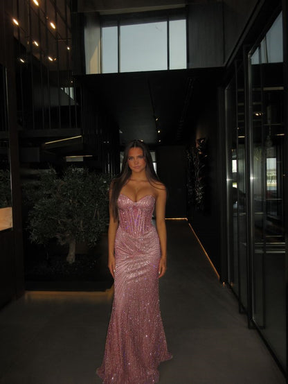 Unique Mermaid Sweetheart Champagne Sequins Prom Dresses Long Party Dress 21st Birthday Outfits Graduation Dress RB950