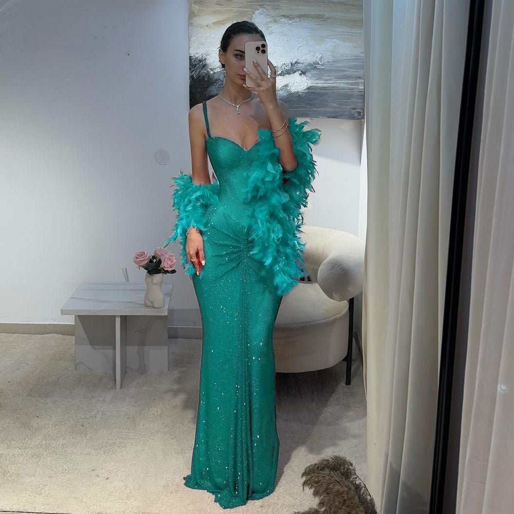 Sexy Mermaid Red Sweetheart Straps Sequins Prom Dresses Long Party Dress 22th Birthday Outfits Graduation Dress RB962