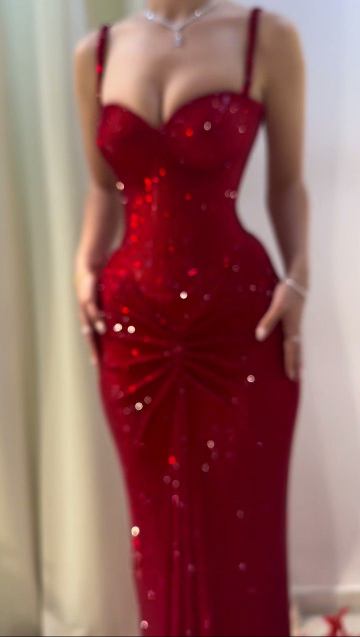 Sexy Mermaid Red Sweetheart Straps Sequins Prom Dresses Long Party Dress 22th Birthday Outfits Graduation Dress RB962