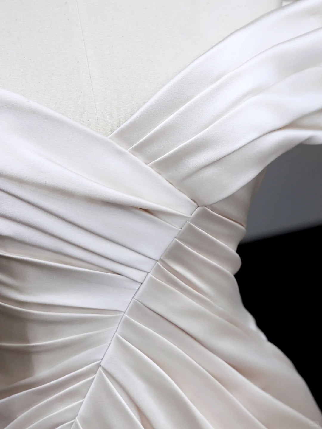 Simple Off Shoulder White Mermaid Wedding Dress Satin Slit Formal Dresses RF01018