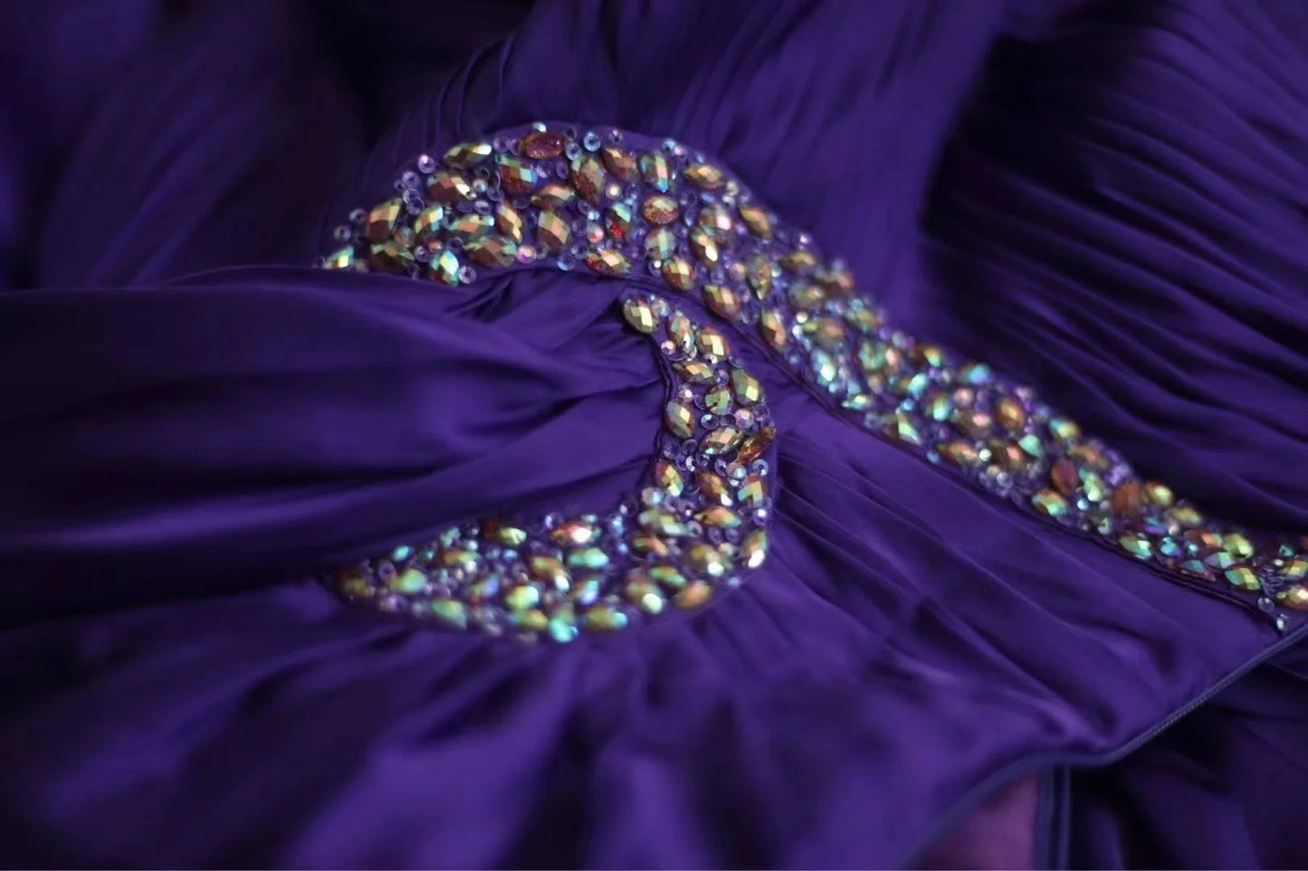Gorgeous Purple One Shoulder Satin A-Line Long Prom Dresses Formal Evening Dress RF0394