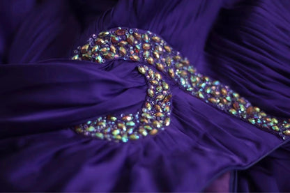 Gorgeous Purple One Shoulder Satin A-Line Long Prom Dresses Formal Evening Dress RF0394