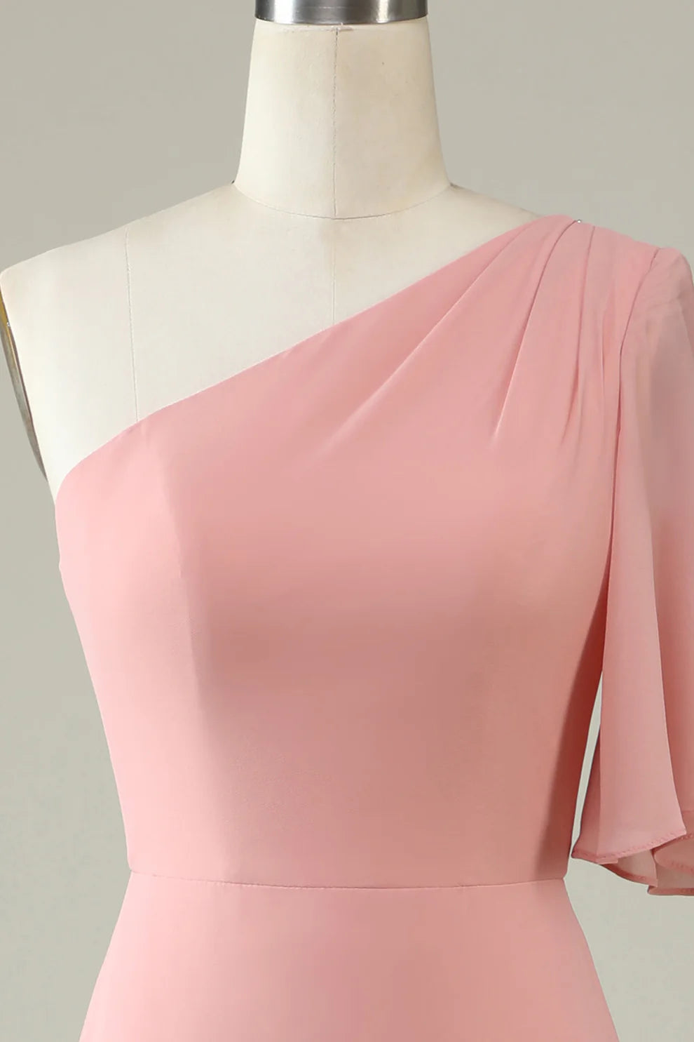 Dusty Blue One-Shoulder Chiffon Bridesmaid Dress RF0423