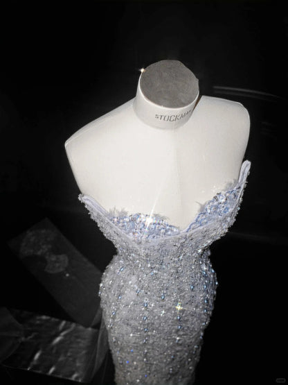 Gorgeous Sweetheart Sequined Sheath Long Prom Dresses with Train RF0482