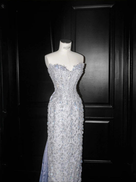 Gorgeous Sweetheart Sequined Sheath Long Prom Dresses with Train RF0482