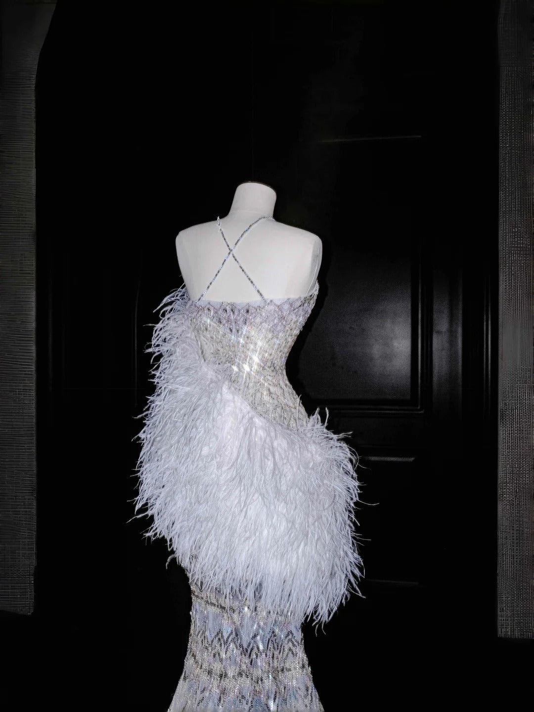 Sexy Mermaid Halter Neck Tulle Rhinestone Long Prom Dresses Formal Evening Dresses RF0497