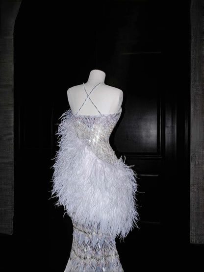 Sexy Mermaid Halter Neck Tulle Rhinestone Long Prom Dresses Formal Evening Dresses RF0497