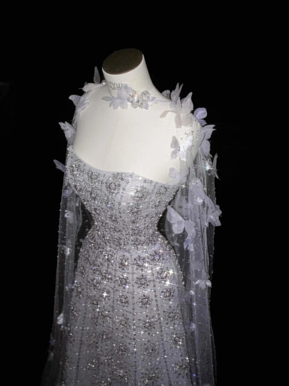 Sweet Light Purple Tulle A-Line Sequin Applique Wedding Dress Formal Evening Dress RF0509