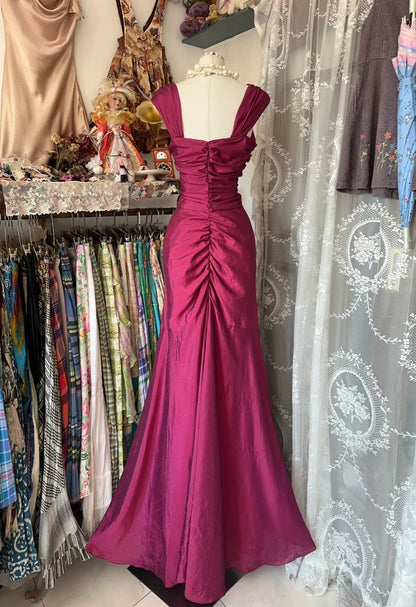Sweet Sleeveless Pink Mermaid Party Dresses with Pleated Prom Dresses RF0518