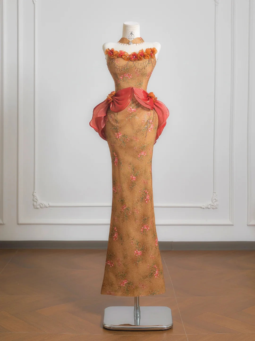 Charming Jacquard Satin Strapless Mermaid Formal Evening Gowns RF0537