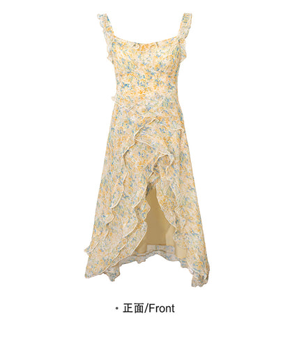 Summer Spaghetti Strap Printed A-Line Dress RF0548