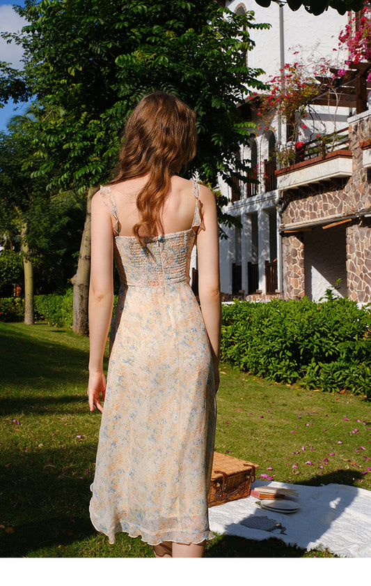 Summer Spaghetti Strap Printed A-Line Dress RF0548