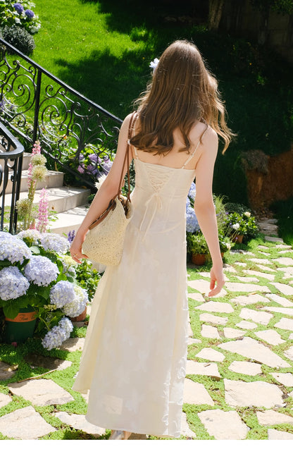 French White Spaghetti Straps Chiffon A-Line Summer Fashion Birthday Party Dress RF0573