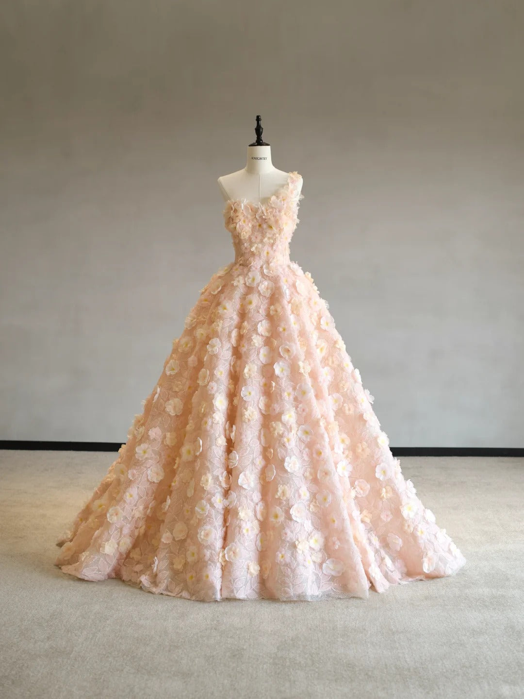 Fairytale Orange One Shoulder A-Line Tulle Three-Dimensional Applique Prom Dresses Formal Evening Dress RF0588
