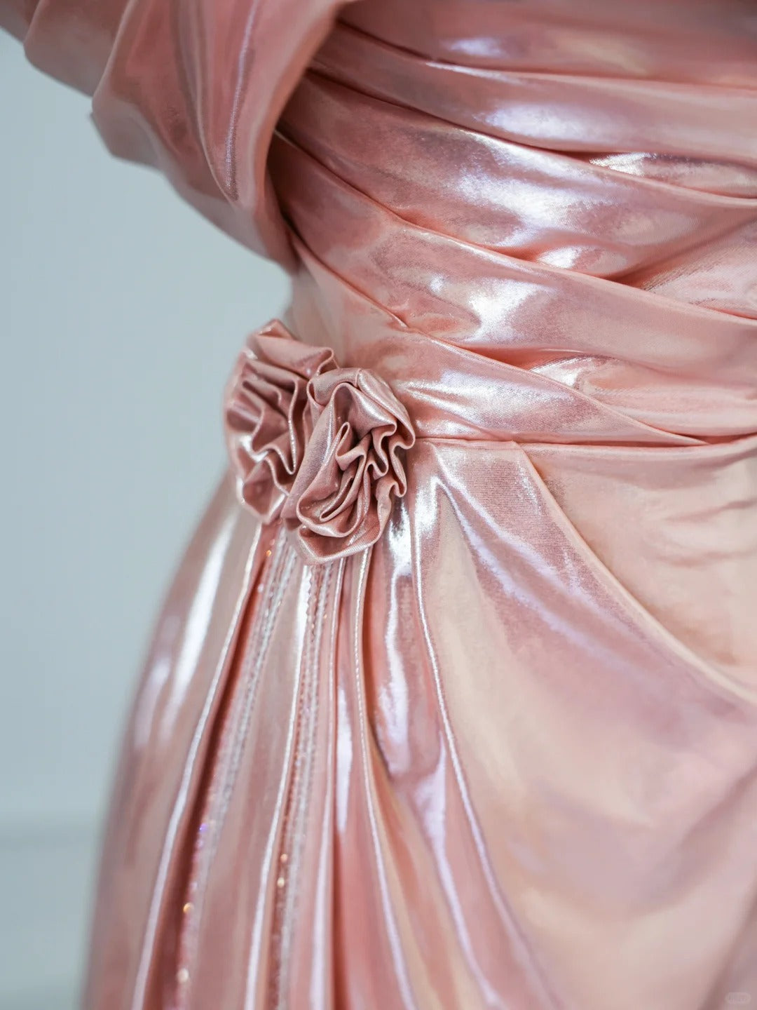 Sweet Peach Off-shoulder A-Line Satin Long Prom Dresses Formal Evening Gowns RF0620
