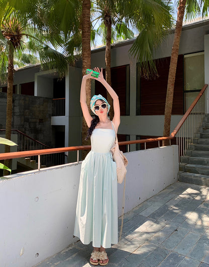 Sweet Mint Green Strap A-Line Summer Backless Dress RF0649