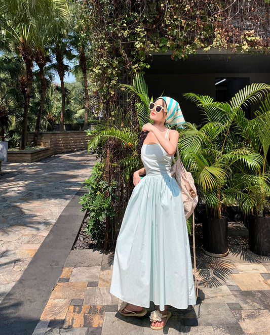 Sweet Mint Green Strap A-Line Summer Backless Dress RF0649