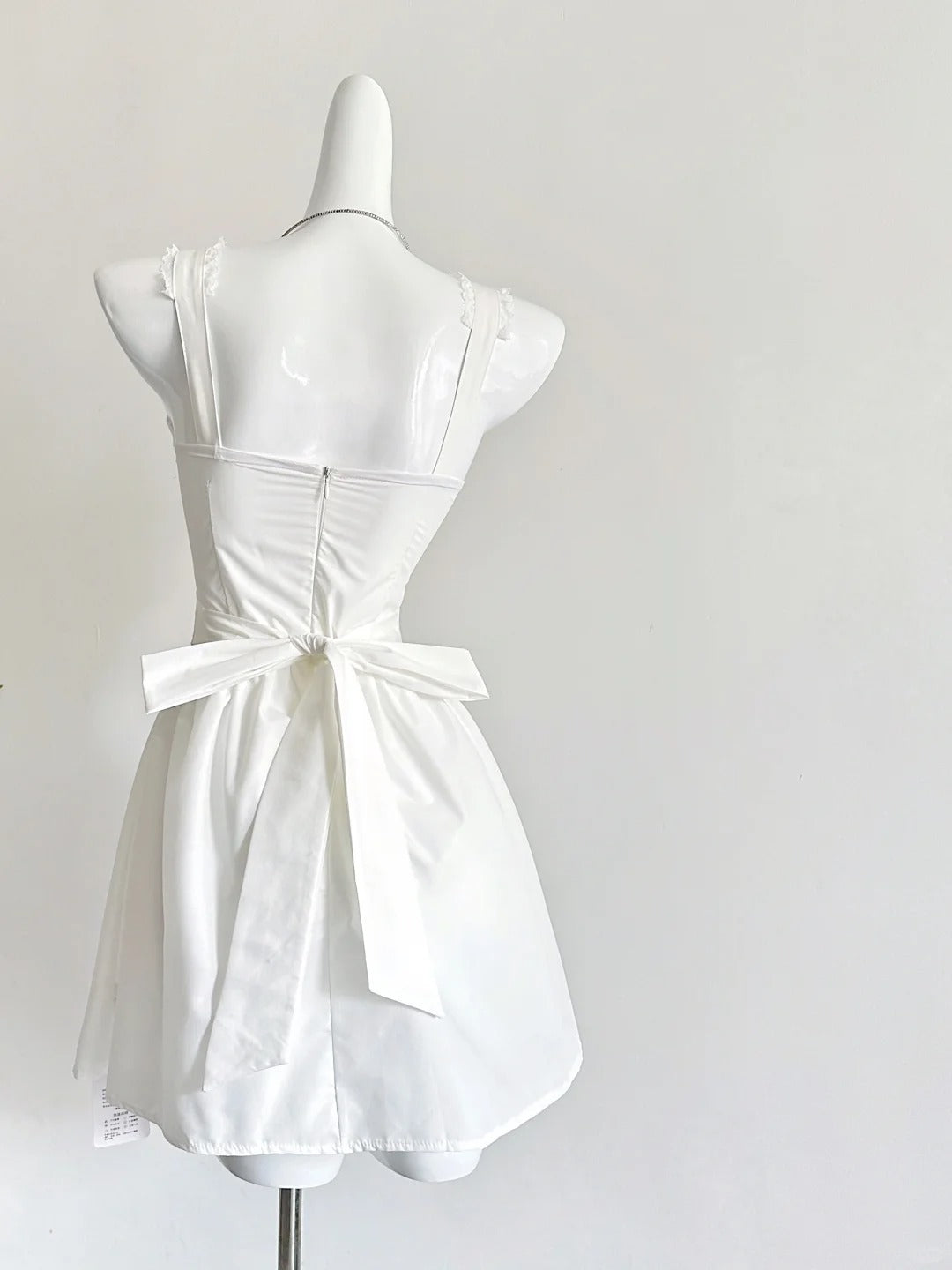 Simple White Strap A-Line Satin Short Prom Dresses Homecoming Dress RF0691