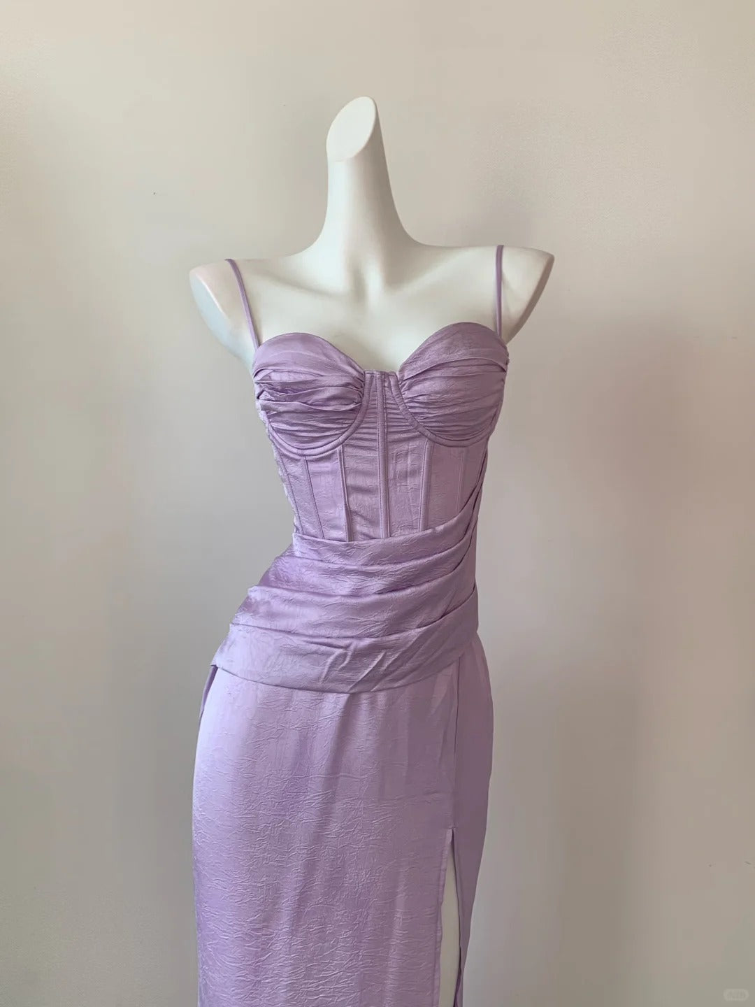Gorgeous Purple Spaghetti Straps Bodycon Satin Prom Dresses Formal Evening Gowns RF0698
