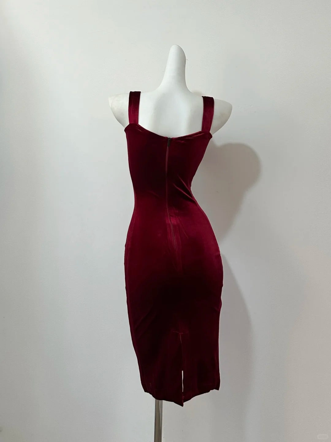 Elegant Burgundy Spaghetti Straps Bodycon Satin Short Prom Dresses Formal Evening Gowns RF0699