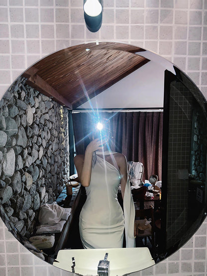 Elegant White One Shoulder Bodycon Satin Dress RF0709