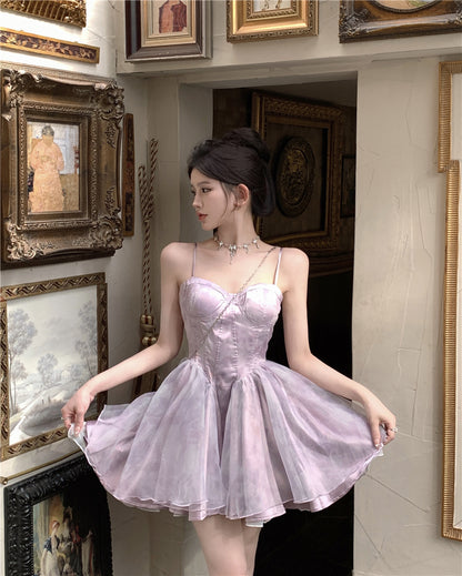 Cute Purple Spaghetti Straps A-Line Short Party Dresses Homecoming Dress  RF0716