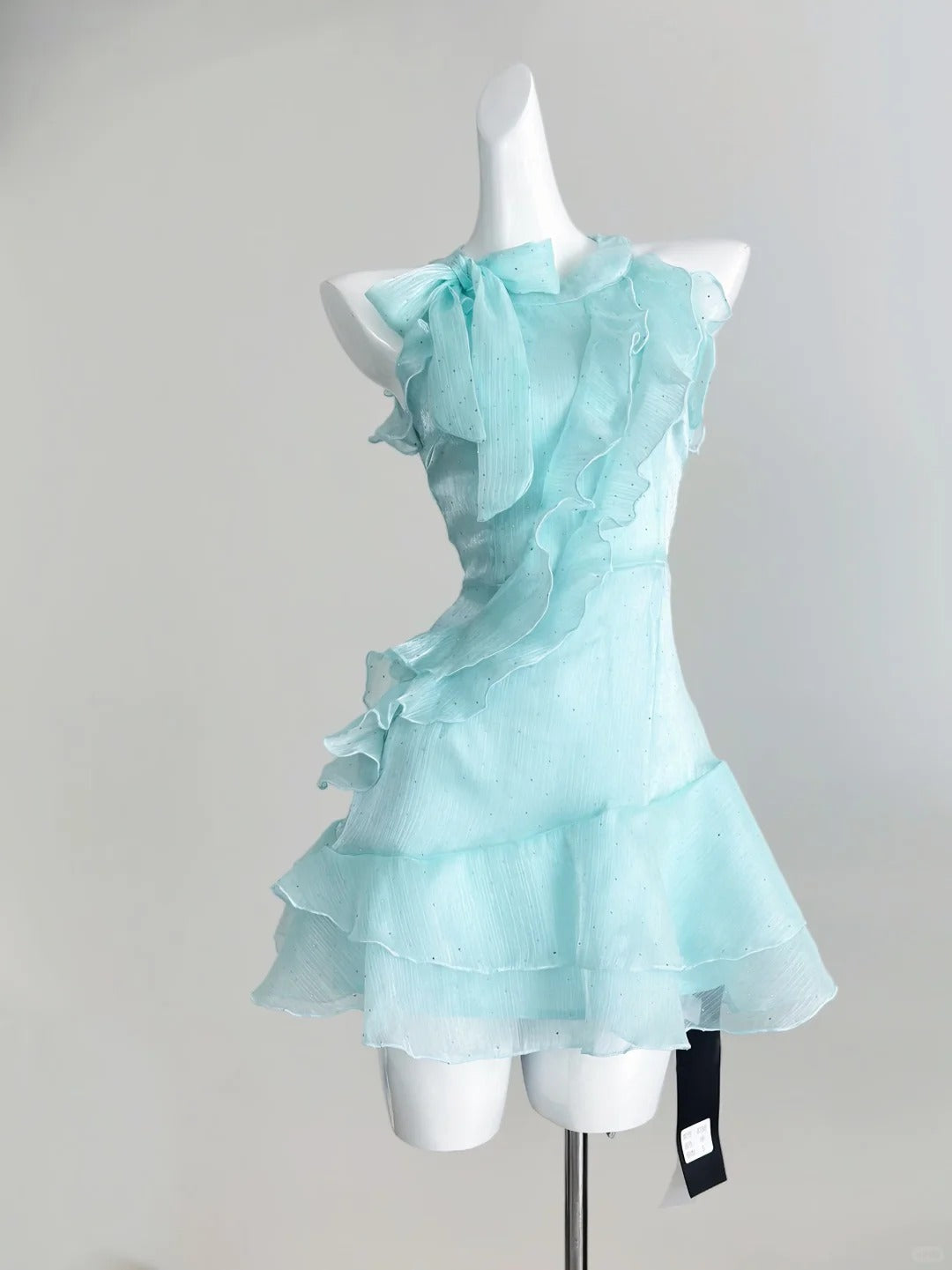 Sweet Blue Round Neck A-line Chiffon Short Party Dress Homecoming Dress  RF0719