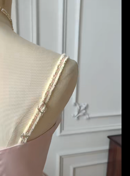 Cute Spaghetti Straps A-Line Lace Satin Short Prom Dresses Homecoming Dress RF0767