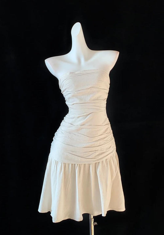 Simple Apricot Strapless A-Line Short Prom Dresses Homecoming Dress  RF0768
