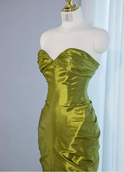 Gorgeous Green Sweetheart Mermaid Satin Long Prom Dresses Formal Evening Gowns  RF0769