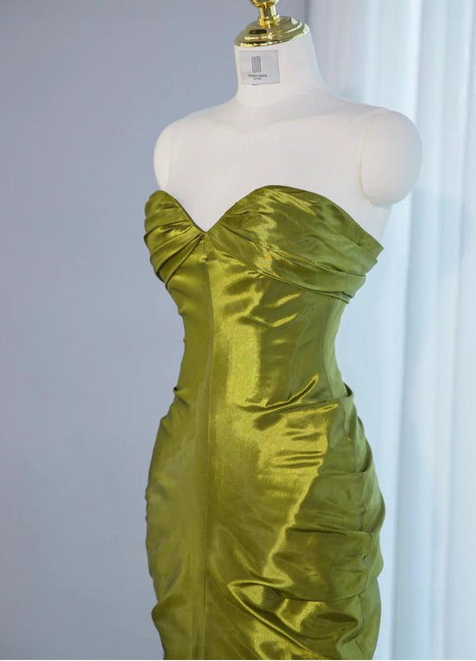 Gorgeous Green Sweetheart Mermaid Satin Long Prom Dresses Formal Evening Gowns  RF0769