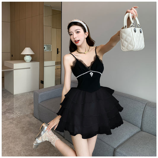 Sexy Black Spaghetti Strap A-Line Chiffon Short  Homecoming Dresses RF0777