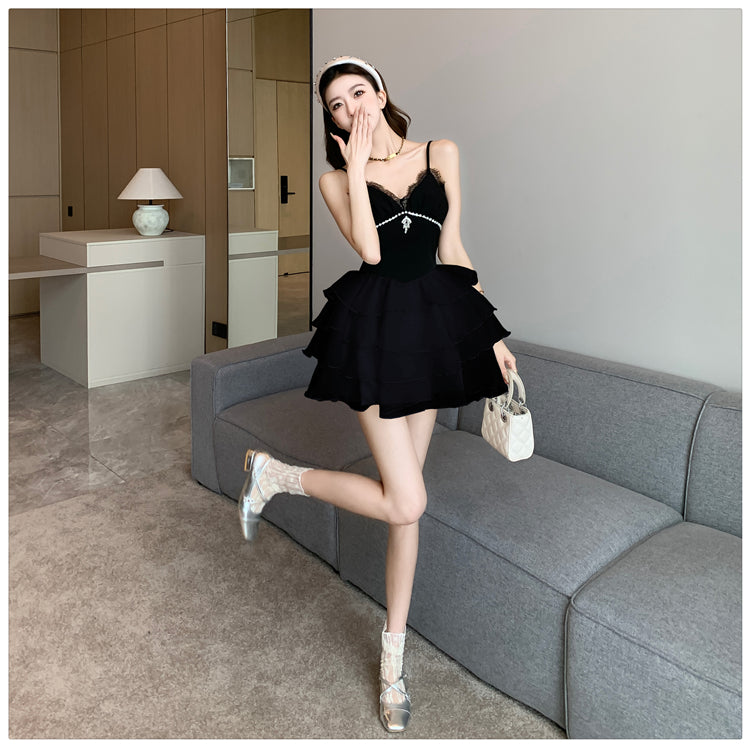 Sexy Black Spaghetti Strap A-Line Chiffon Short  Homecoming Dresses RF0777