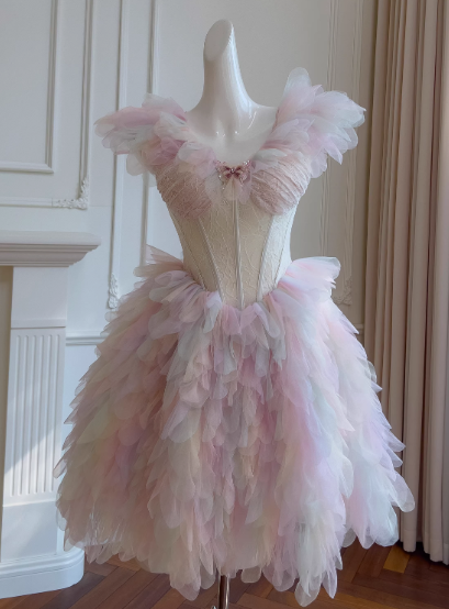 Fairytale Colorful Crew Neck A-Line Tulle Short Prom Dresses Homecoming Dresses RF0783