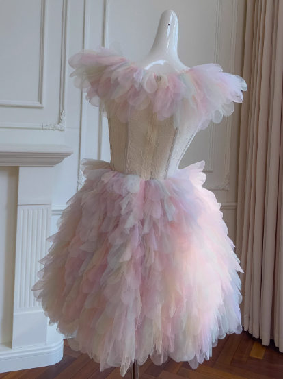 Fairytale Colorful Crew Neck A-Line Tulle Short Prom Dresses Homecoming Dresses RF0783