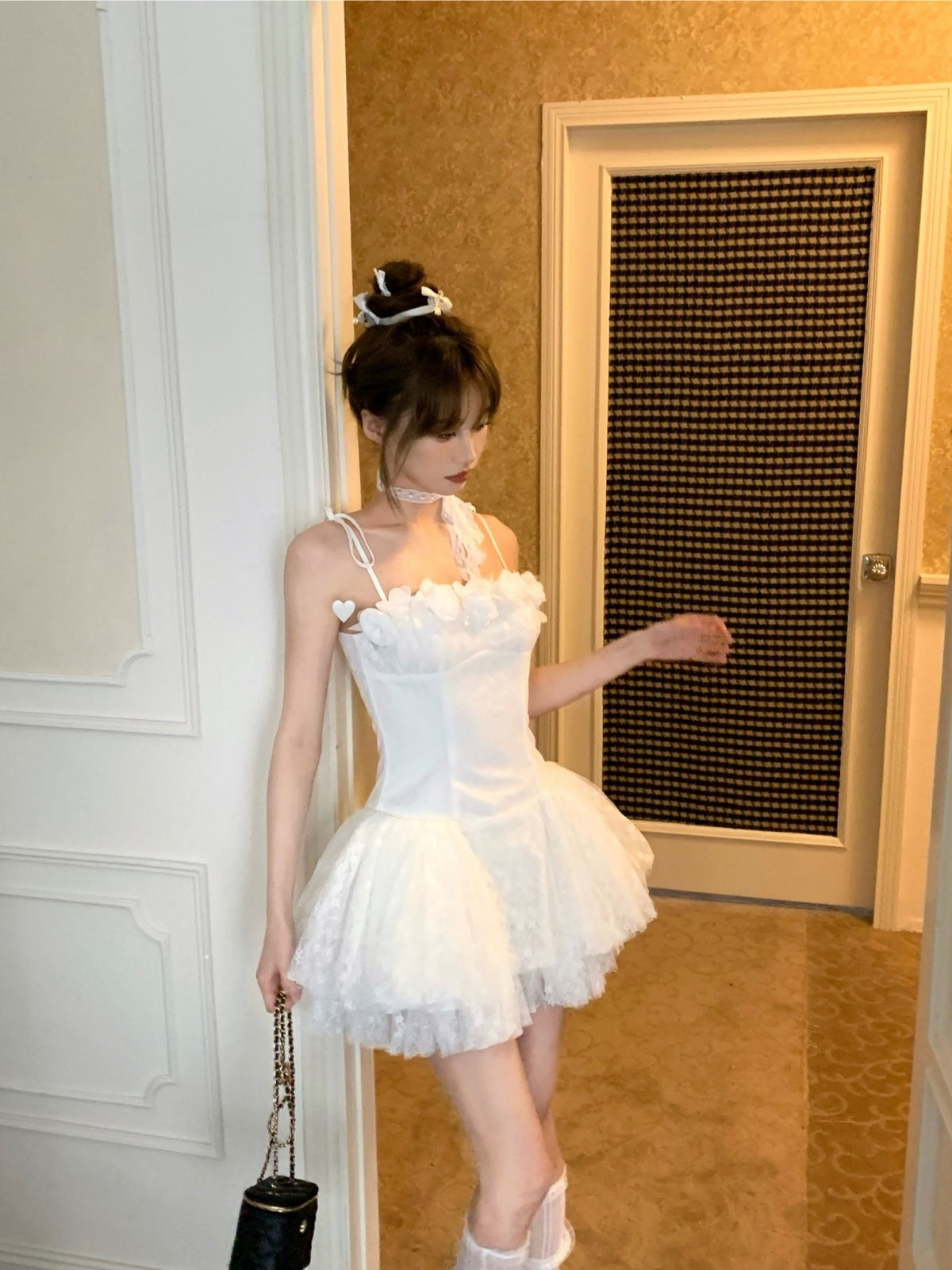 Elegant White Spaghetti Straps A-Line Tulle Lace Short Prom Dresses Homecoming Dresses RF0798
