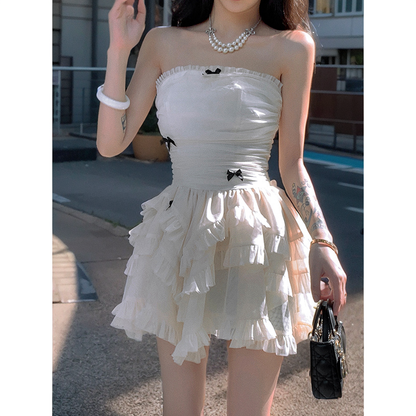 Elegant Apricot Strapless A-Line Chiffon Birthday Dress RF0810