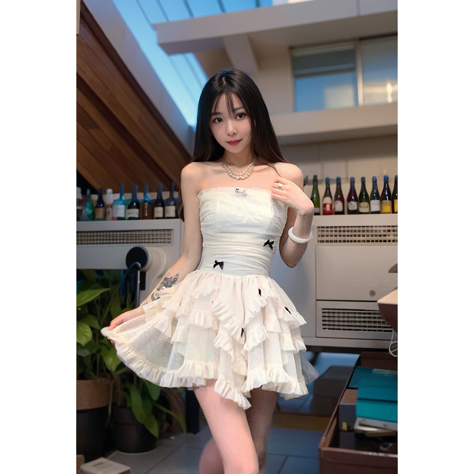 Elegant Apricot Strapless A-Line Chiffon Birthday Dress RF0810
