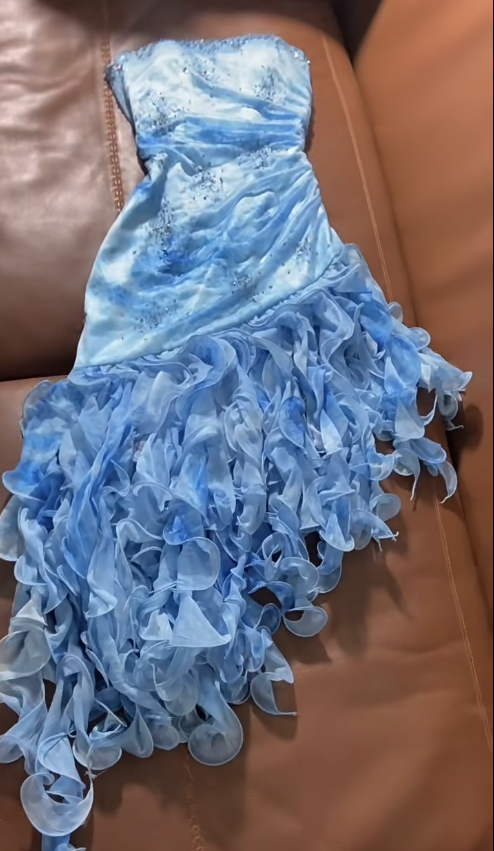 Elegant Blue Strapless Sheath Chiffon Long Prom Dresses Vintage Formal Evening Gowns RF0817