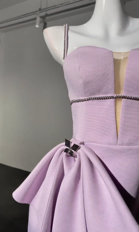 Sweet Pink Spaghetti Straps Bodycon Satin Short Party Dresses Homecoming Dresses with Bows RF0821