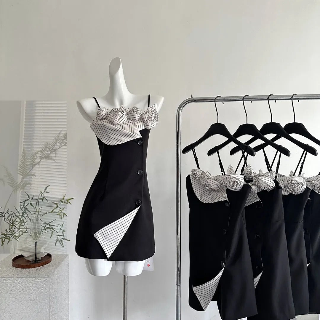 Elegant Black Spaghetti Straps Sheath Satin Short Party Dresses Homecoming Dresses RF0842