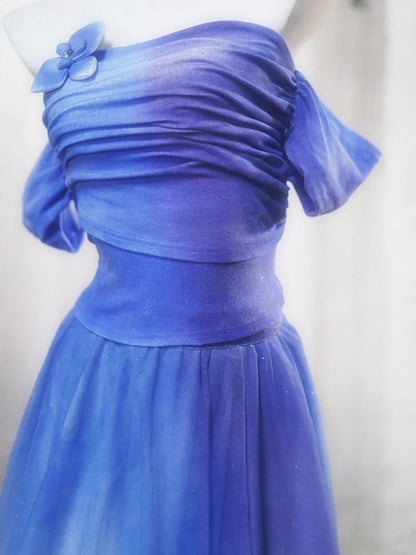 Gorgeous Purple Off Shoulder A-Line Chiffon Short Prom Dresses Birthday Evening Gowns RF0851