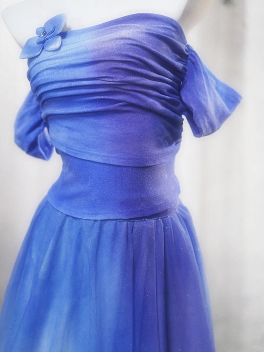 Gorgeous Purple Off Shoulder A-Line Chiffon Short Prom Dresses Birthday Evening Gowns RF0851