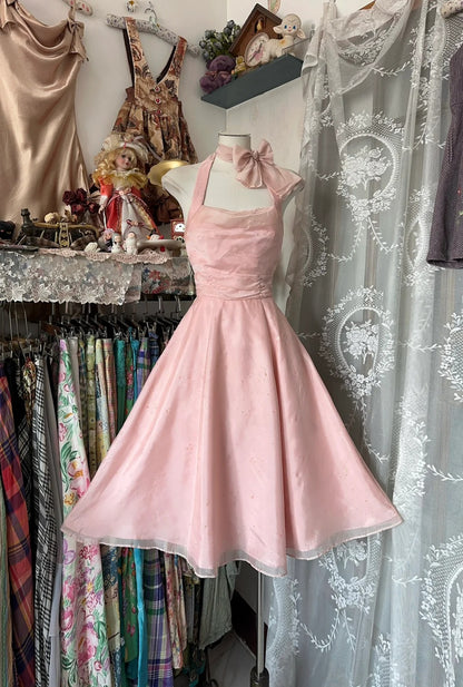 Pink Halter A-Line Tulle Short Stunning Prom Dresses Homecoming Dresses RF0862